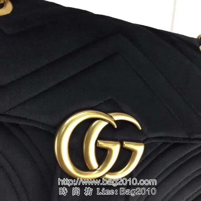 GUCCI古馳原單 新款專櫃品質原單貨實物實拍 446744絨布克色鏈條單肩斜挎包 HY1232